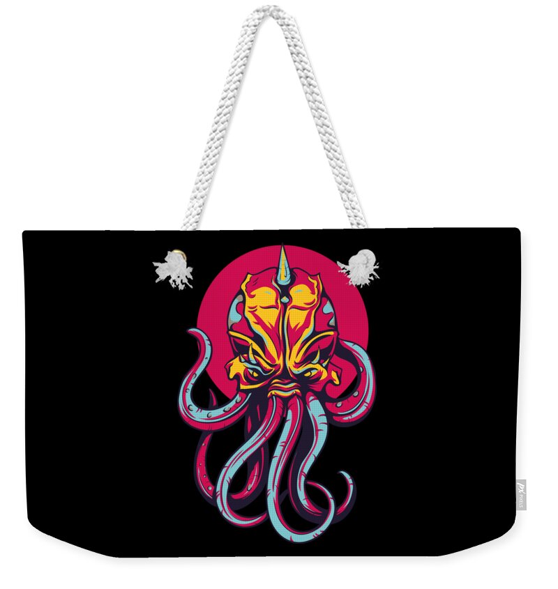 Octopus Weekender Tote Bag featuring the digital art Colorful Octopus Design by Matthias Hauser
