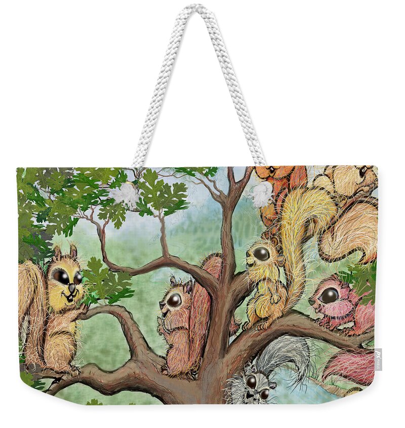 Squirrel Weekender Tote Bag featuring the digital art Squirrels by Kevin Middleton