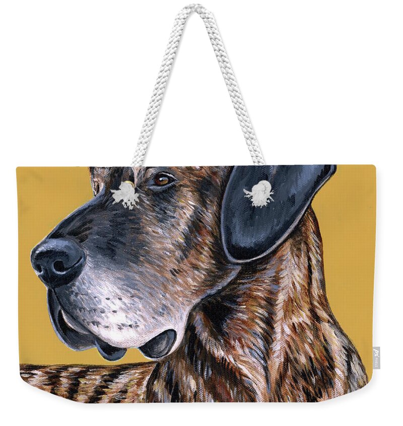 Great Dane Weekender Tote Bag featuring the painting Truman the Great Dane by Rebecca Wang