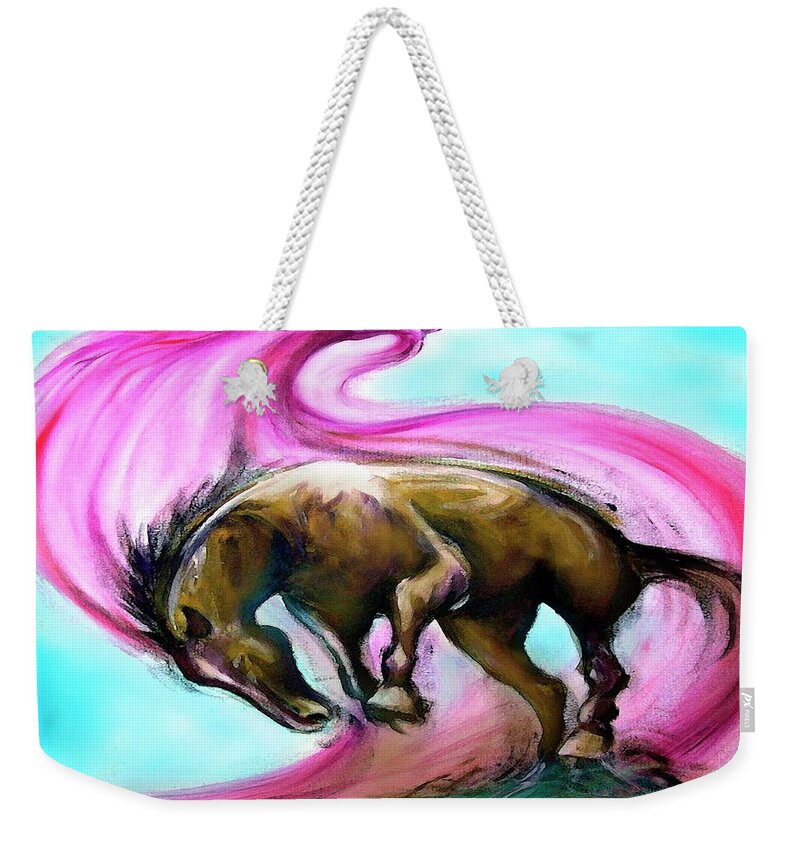 Unicorn Weekender Tote Bag featuring the painting What If... by Kevin Middleton