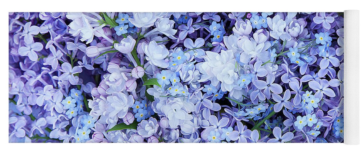 Face Mask Yoga Mat featuring the photograph Lilacs And Forget Me Nots by Theresa Tahara
