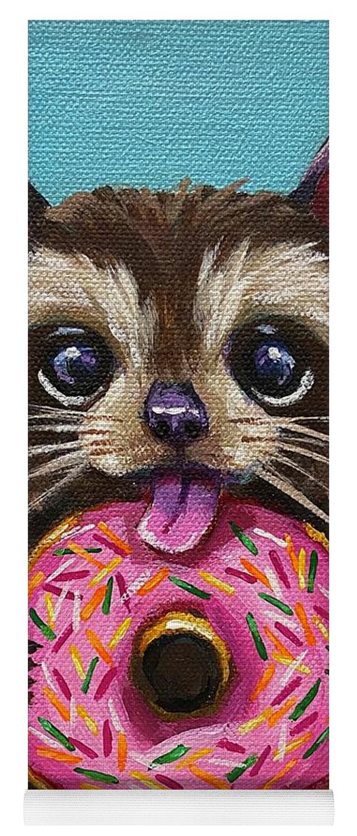Raccoon Yoga Mat featuring the painting Raccoon Breakfast by Lucia Stewart