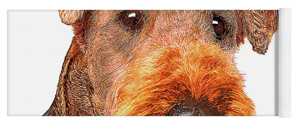 Airedale Yoga Mat featuring the painting Totally Adorable, Airedale Terrier Dog by Custom Pet Portrait Art Studio