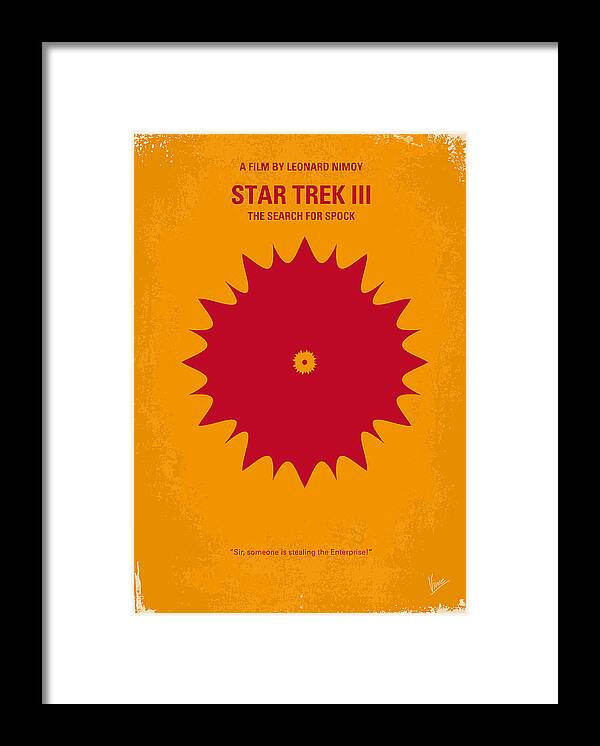 Star Trek 3 Framed Print featuring the digital art No083 My Star Trek 3 minimal movie poster by Chungkong Art