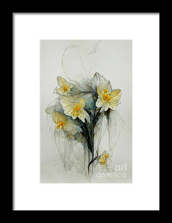 Series Framed Print featuring the digital art Daffodils #12 by Sabantha