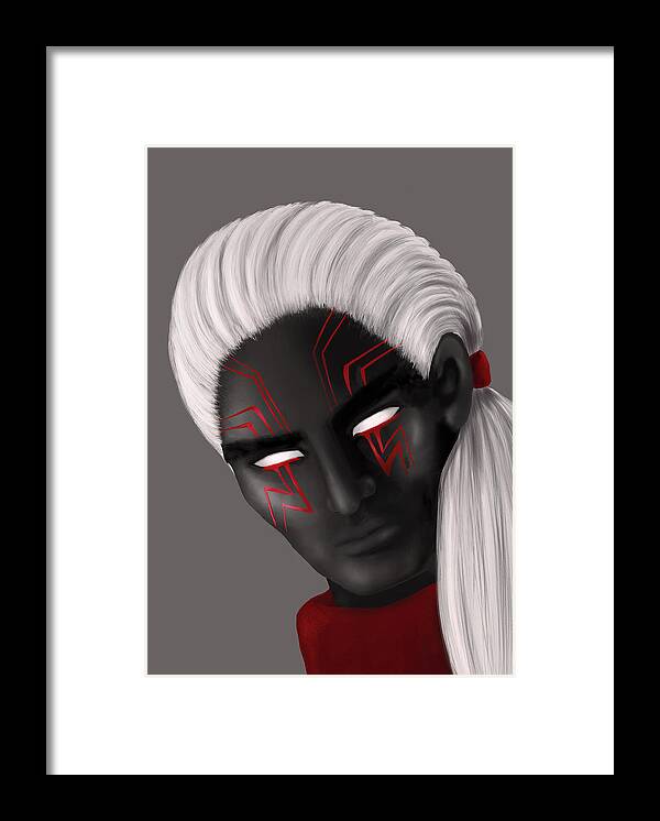 Dark Framed Print featuring the digital art Dark Wizard Character White Face Tattoos by Boriana Giormova