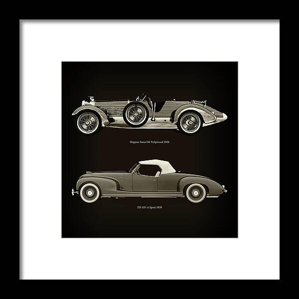 Hispano Framed Print featuring the photograph Hispano Suiza H6 Tulipwood 1924 and ZIS 101-A Sport 1939 by Jan Keteleer