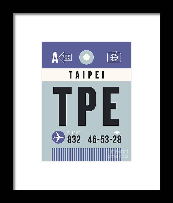 Airline Framed Print featuring the digital art Luggage Tag A - TPE Taipei Taiwan by Organic Synthesis
