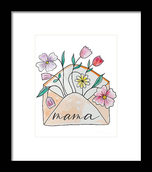 Hand Drawn Framed Print featuring the drawing Mama And Babe Flower Mommy And Me Mom And Baby Gift For Mom Mothers Day Gift New Mom Shirt, Matching by Mounir Khalfouf