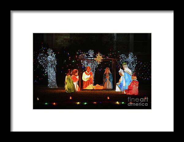 Nativity Scene Framed Print featuring the photograph Nativity Scene by Savannah Gibbs