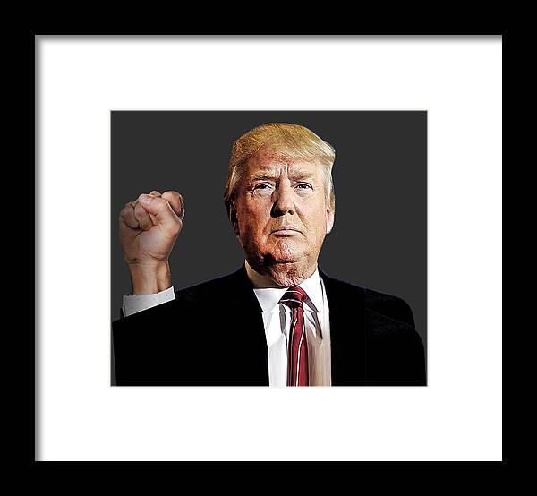 Trump Framed Print featuring the painting President Donald J Trump Signature Power Fist Tee Tees T-Shirt 2020 by Tony Rubino