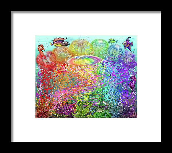 Rainbow Framed Print featuring the digital art Rainbow Jellyfishes by Kevin Middleton