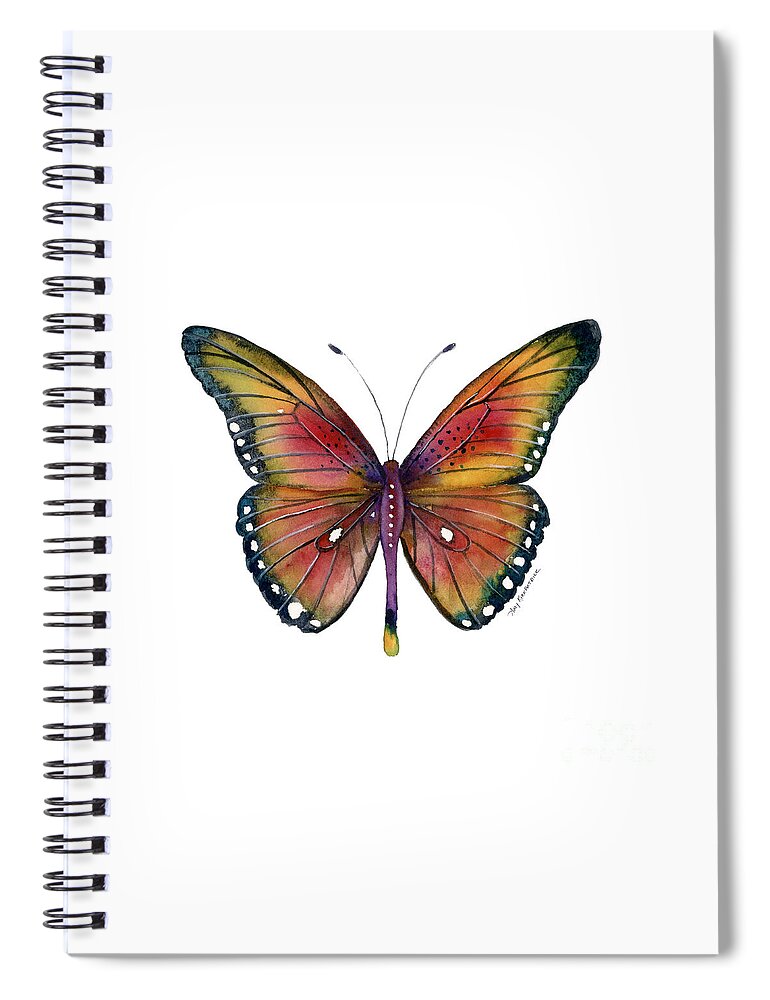 Spotted Butterfly Spiral Notebook featuring the painting 66 Spotted Wing Butterfly by Amy Kirkpatrick