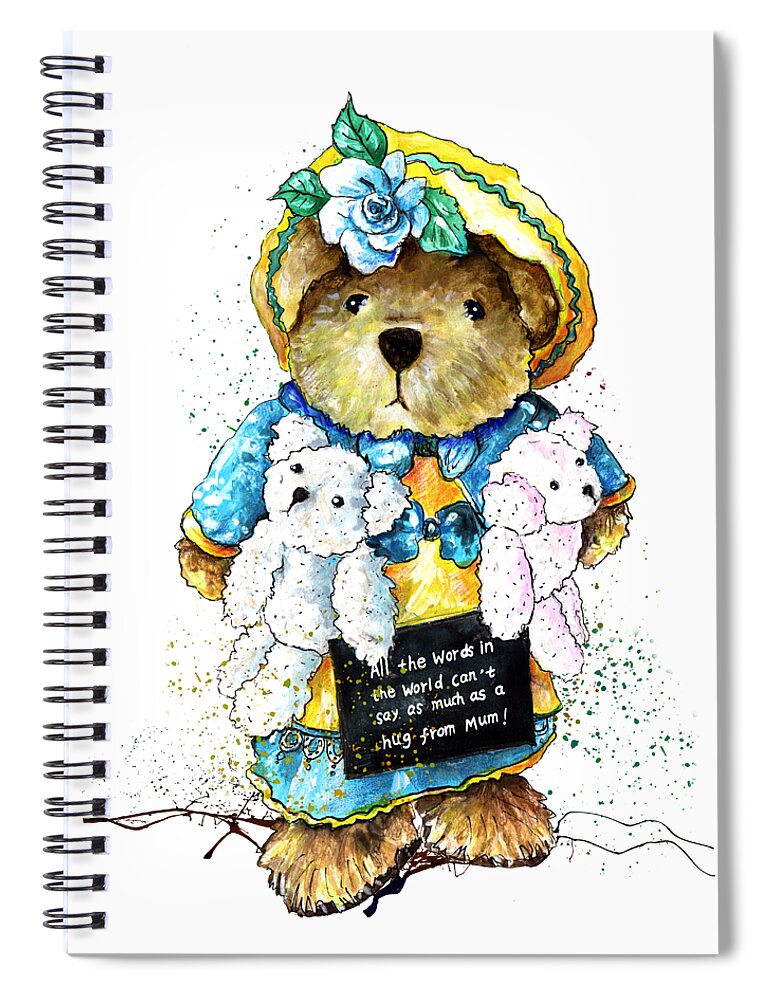 Bear Spiral Notebook featuring the painting A Hug From Mum by Miki De Goodaboom
