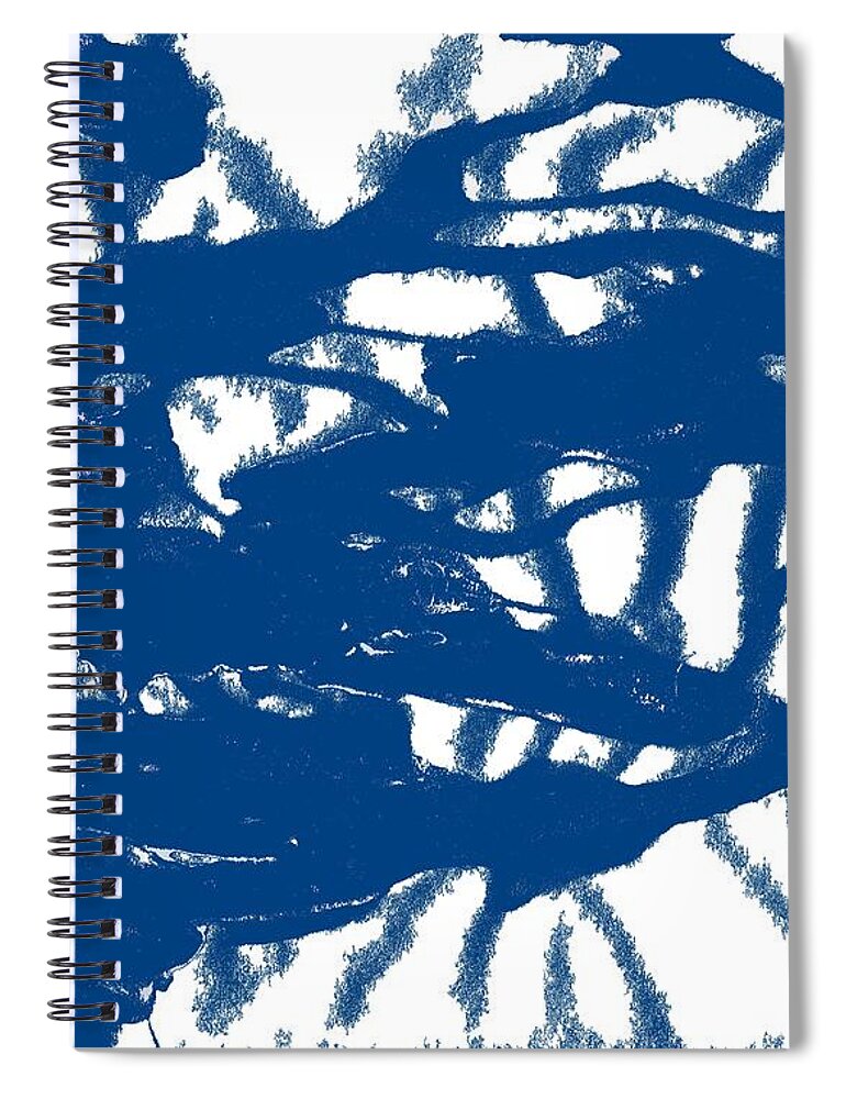 Coronavirus Spiral Notebook featuring the painting Blue Sponged Splatter Abstract Art Painting by Joseph Baril