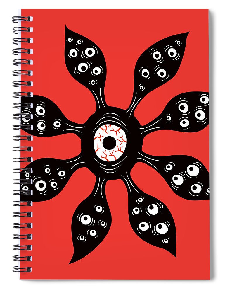 Witch Spiral Notebook featuring the digital art Eye Monster Witchy Weird Art by Boriana Giormova