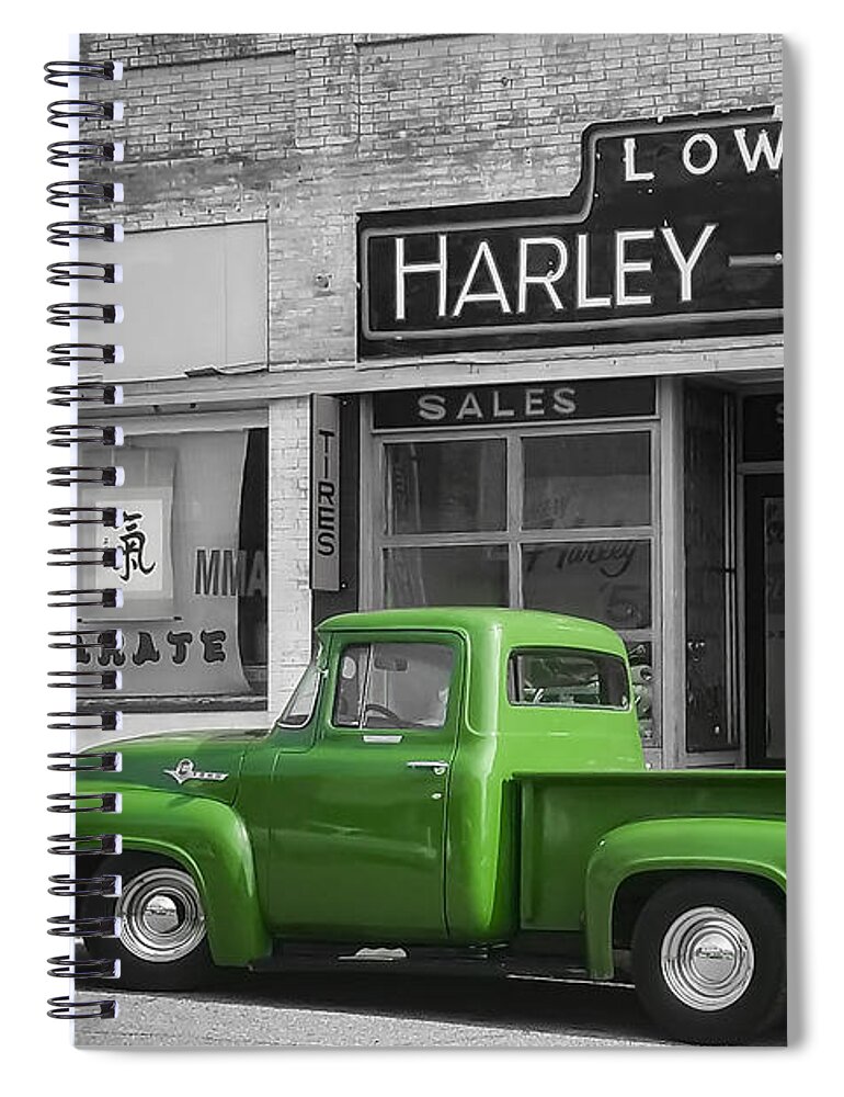 Ford Spiral Notebook featuring the photograph Ford Truck at Lowell Harley Davidson by Bonny Puckett