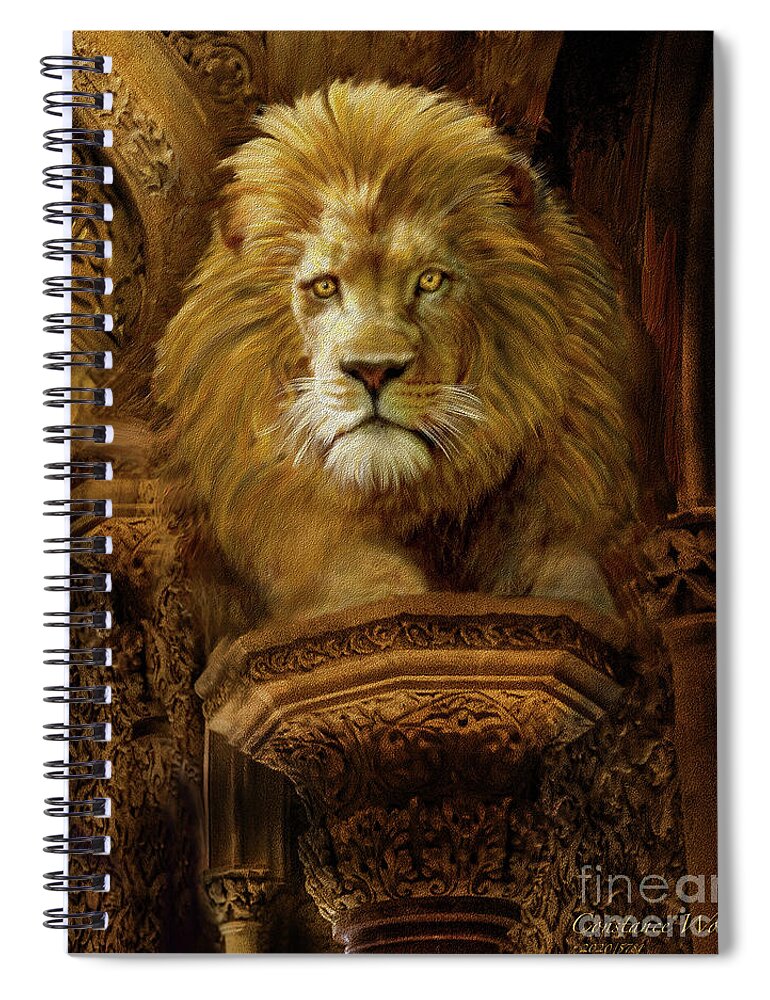 Lion Spiral Notebook featuring the digital art King Eternal by Constance Woods