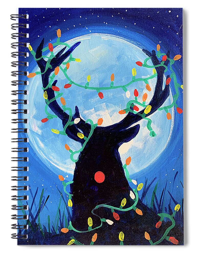 Deer Spiral Notebook featuring the painting Merry Deer by Michele Fritz