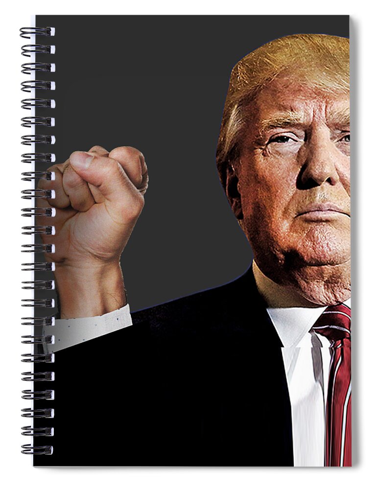Trump Spiral Notebook featuring the painting President Donald J Trump Signature Power Fist Tee Tees T-Shirt 2020 by Tony Rubino