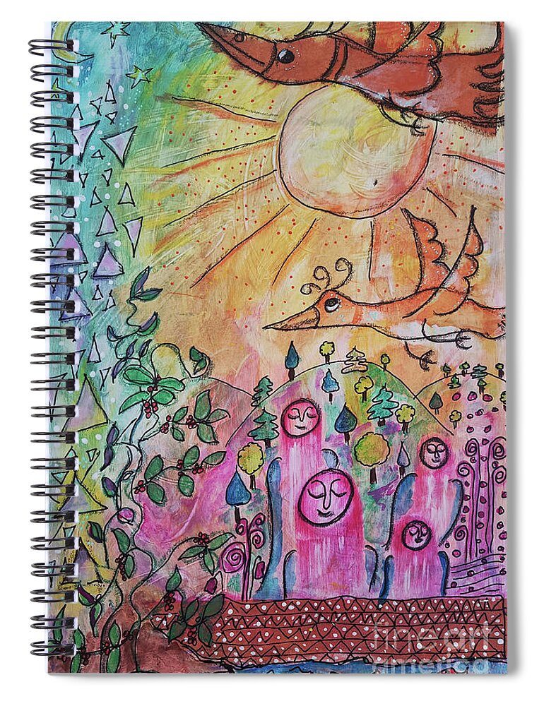 Trust Spiral Notebook featuring the mixed media Learning to Fly - It's all about Trust by Mimulux Patricia No