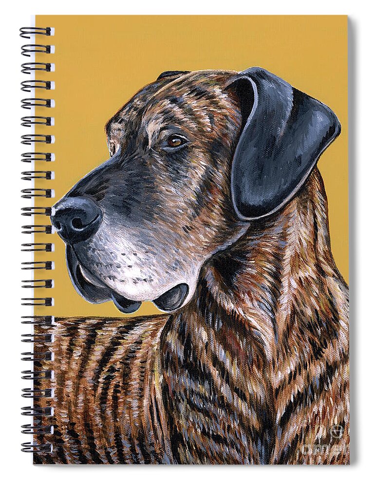 Great Dane Spiral Notebook featuring the painting Truman the Great Dane by Rebecca Wang