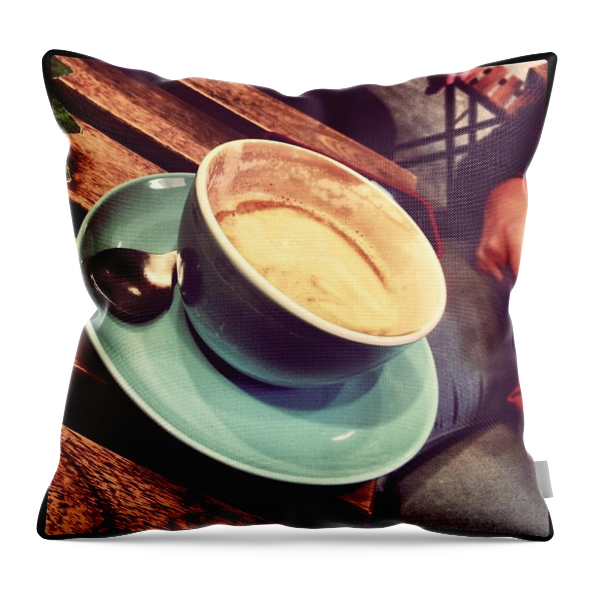  Throw Pillow featuring the photograph All Together Again. Time For A Coffee by Michael Comerford