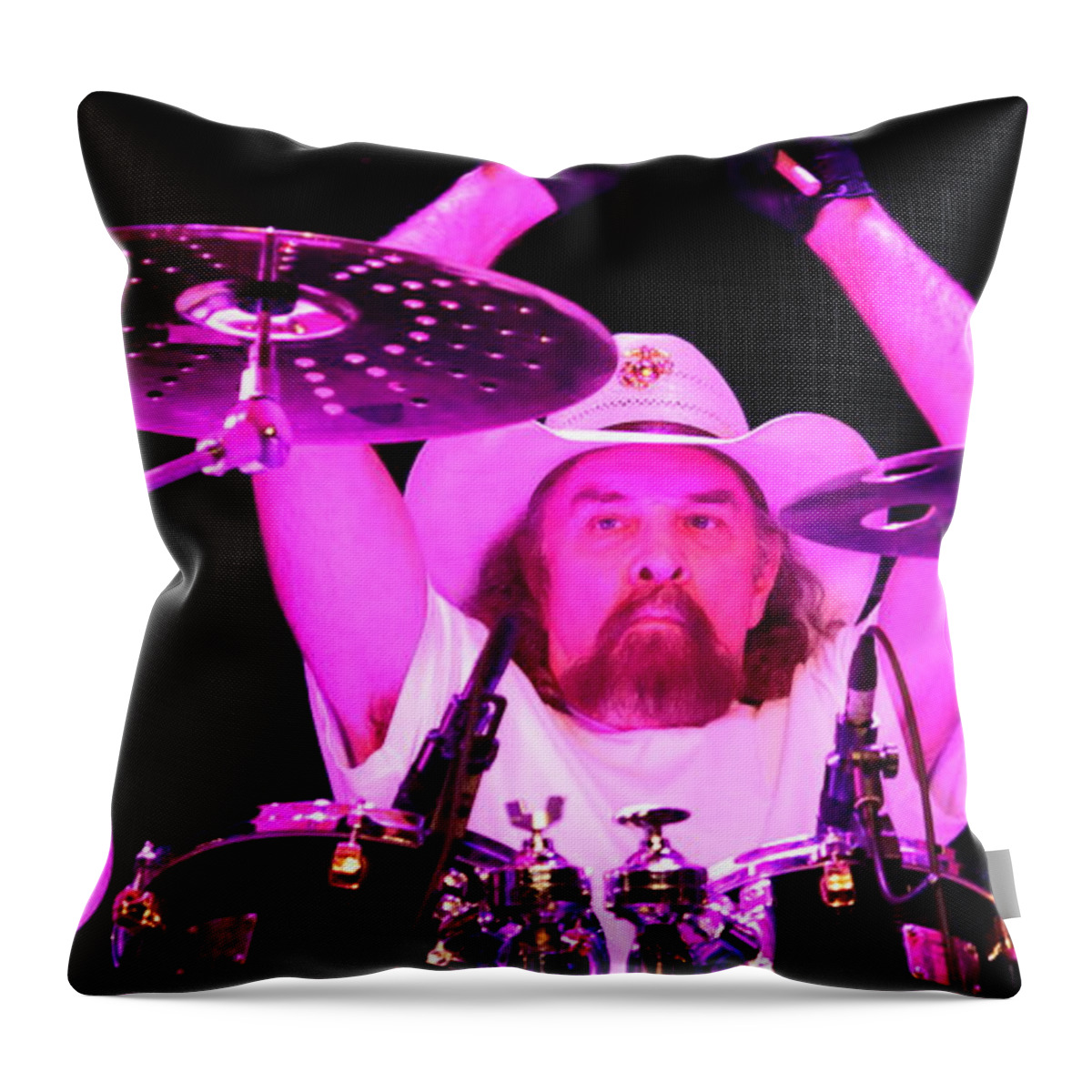 Drummer Throw Pillow featuring the photograph Artimus Pyle by Concert Photos