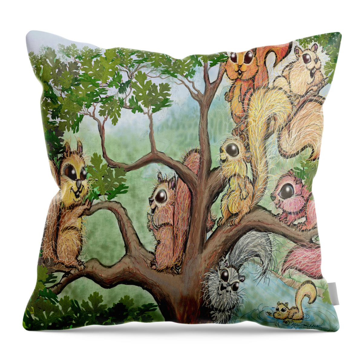 Squirrel Throw Pillow featuring the digital art Squirrels by Kevin Middleton