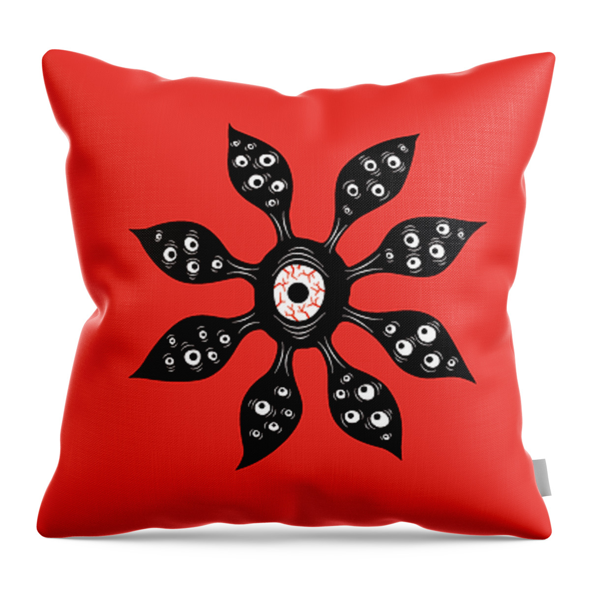 Witch Throw Pillow featuring the digital art Eye Monster Witchy Weird Art by Boriana Giormova
