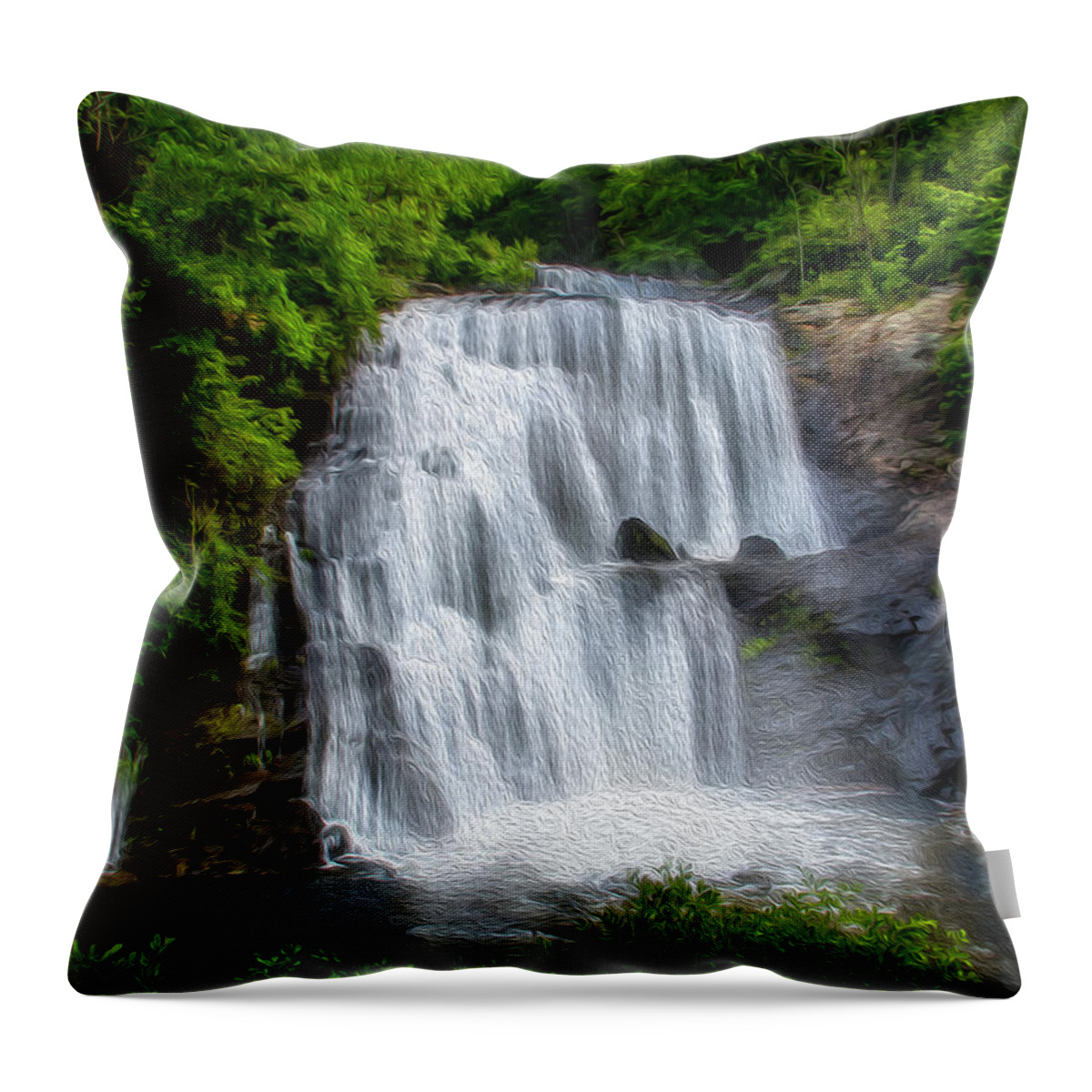 Bald Throw Pillow featuring the photograph Bald River Falls oil painting by Shelia Hunt