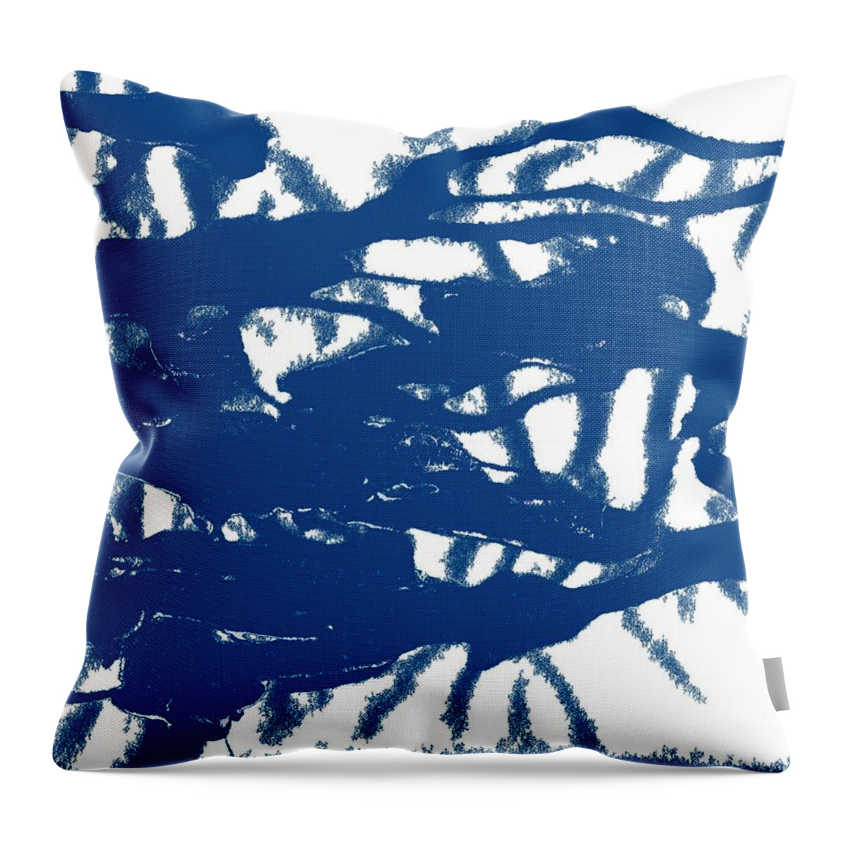 Coronavirus Throw Pillow featuring the painting Blue Sponged Splatter Abstract Art Painting by Joseph Baril
