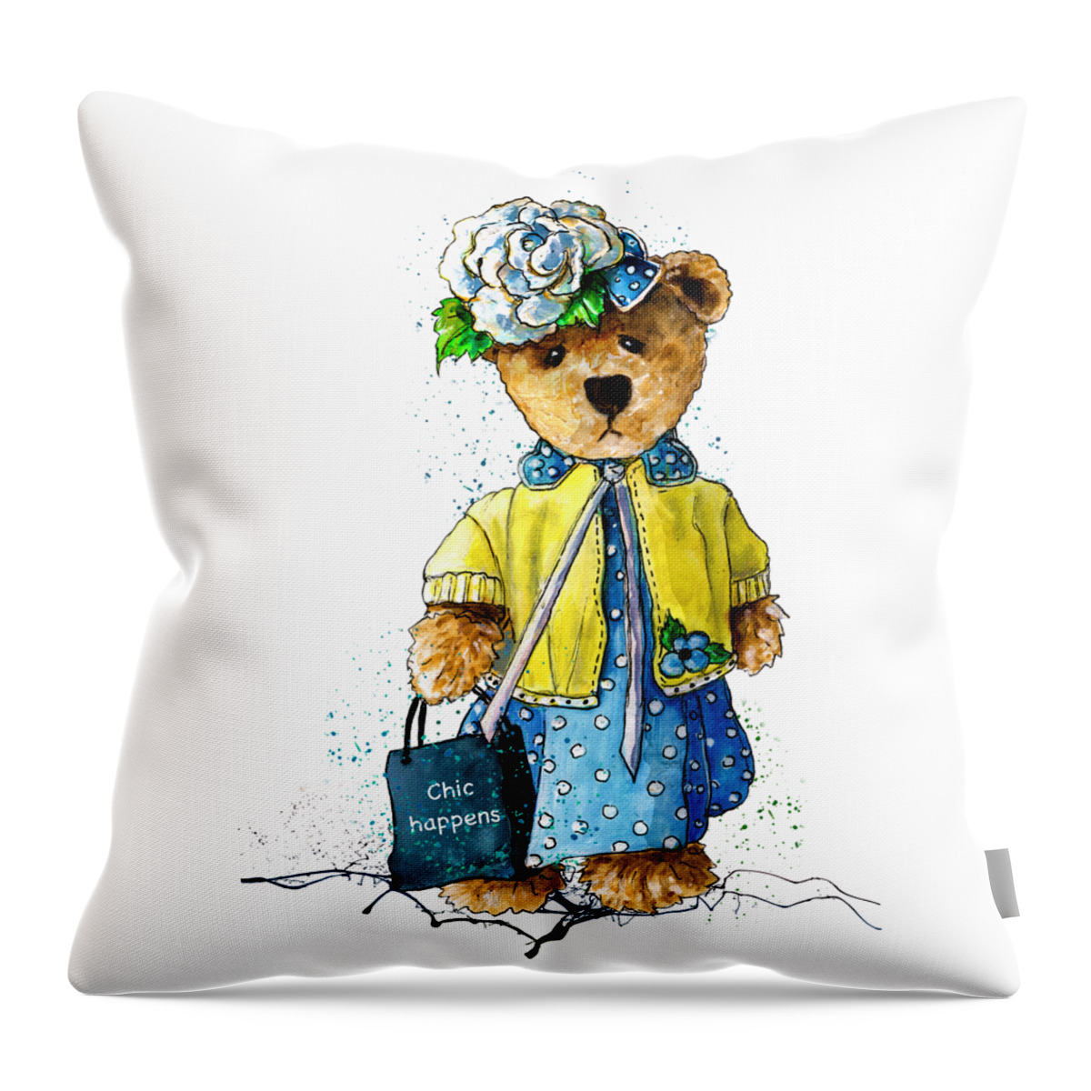 Bear Throw Pillow featuring the painting Chic Happens by Miki De Goodaboom