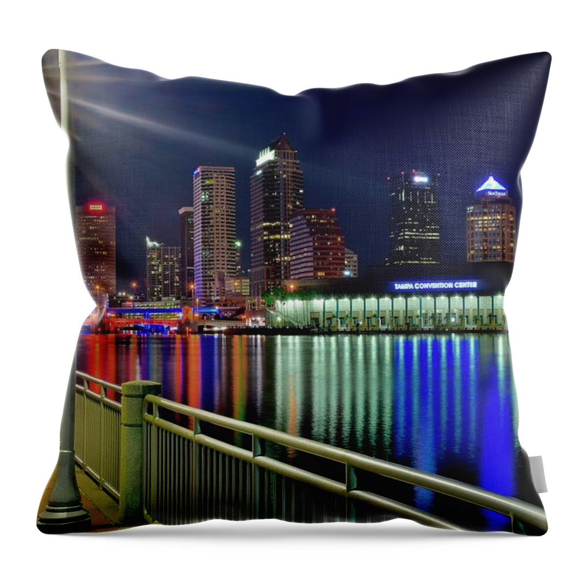 Tampa Throw Pillow featuring the photograph General Hospital View of Tampa by Frozen in Time Fine Art Photography