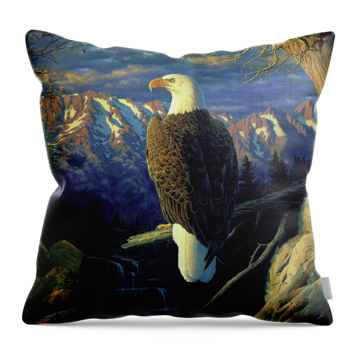 Bird Throw Pillow featuring the painting Morning Quest by Crista Forest