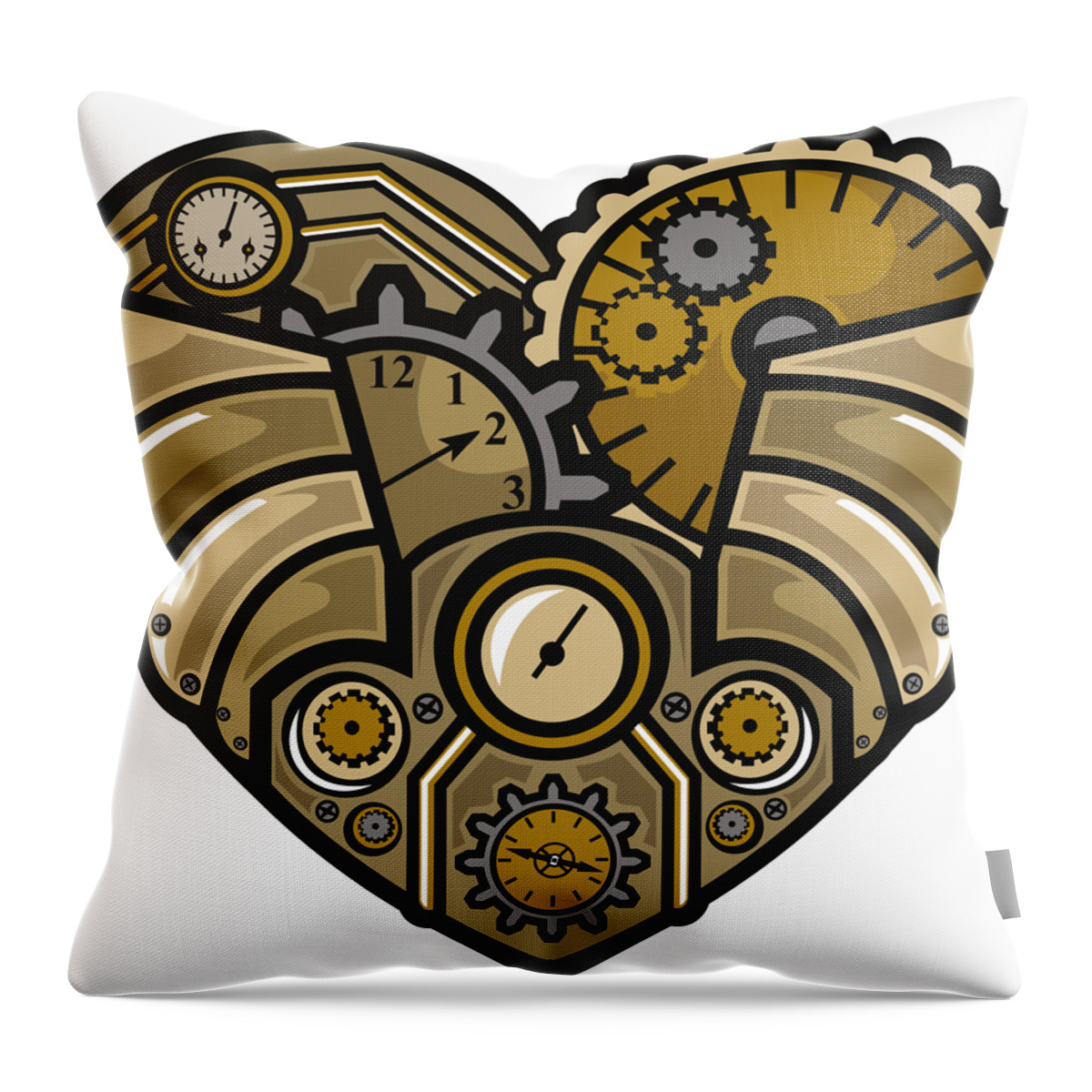 Steampunk Throw Pillow featuring the digital art Steampunk Heart by Long Shot