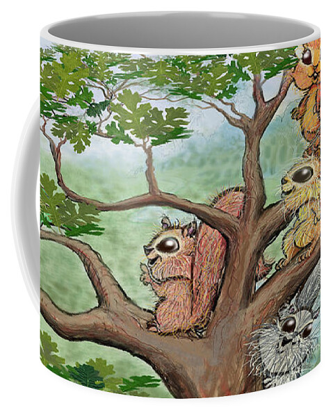 Squirrel Coffee Mug featuring the digital art Squirrels by Kevin Middleton