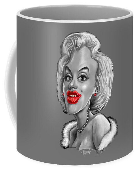 Norma Jean Coffee Mug featuring the painting Marilyn Monroe Caricature by Anthony Mwangi