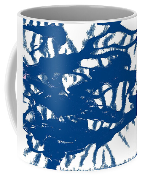 Coronavirus Coffee Mug featuring the painting Blue Sponged Splatter Abstract Art Painting by Joseph Baril