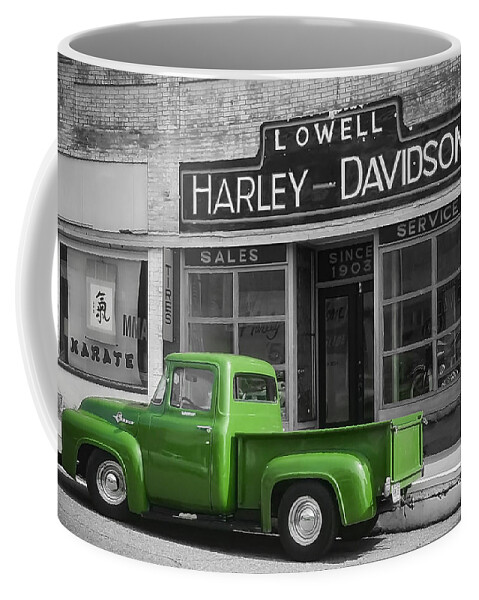 Ford Coffee Mug featuring the photograph Ford Truck at Lowell Harley Davidson by Bonny Puckett