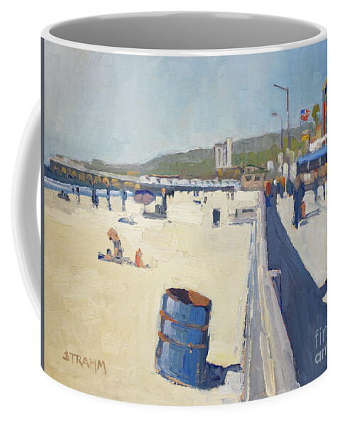 Crystal Pier Coffee Mug featuring the painting Pier View - Pacfic Beach, San Diego, California by Paul Strahm
