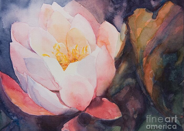 Flower Greeting Card featuring the painting Lotus by Kate Bedell