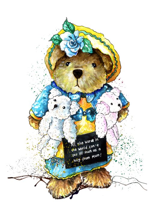 Bear Greeting Card featuring the painting A Hug From Mum by Miki De Goodaboom