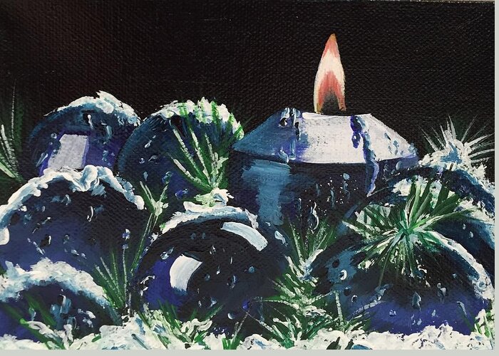 Christmas Greeting Card featuring the painting Blue Christmas by Sharon Duguay