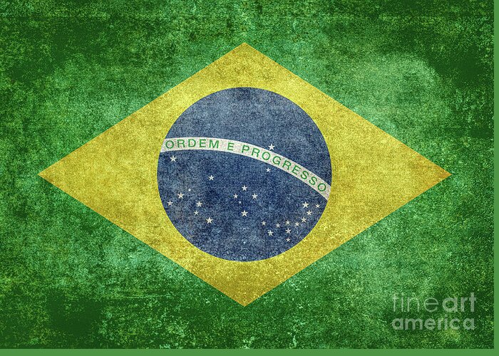Brazil Greeting Card featuring the digital art Brazilian Flag of Brazil by Sterling Gold
