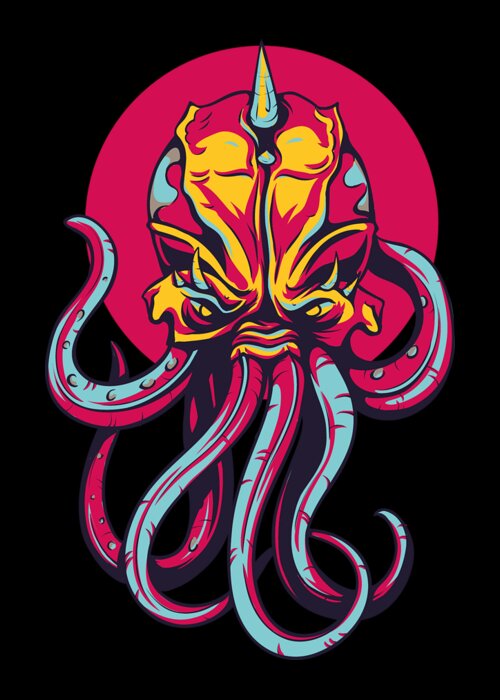 Octopus Greeting Card featuring the digital art Colorful Octopus Design by Matthias Hauser