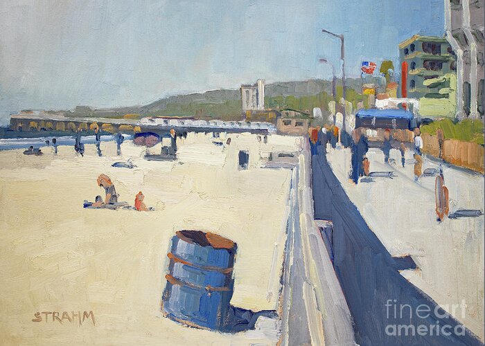 Crystal Pier Greeting Card featuring the painting Pier View - Pacfic Beach, San Diego, California by Paul Strahm