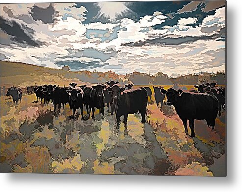 Cattle Metal Print featuring the photograph Gang Of The Long Shadows by Jim Love