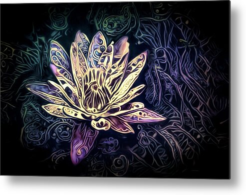 Lotus Flower In River Metal Print featuring the pastel Lotus from the Mud by Susan Maxwell Schmidt