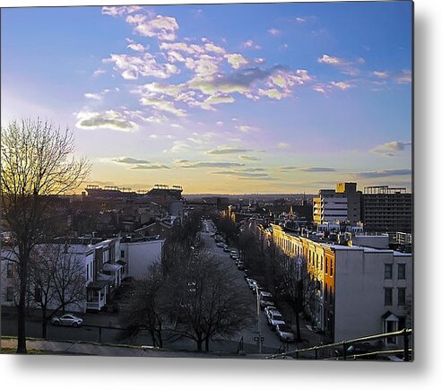 2d Metal Print featuring the photograph Sunset Row Homes by Brian Wallace